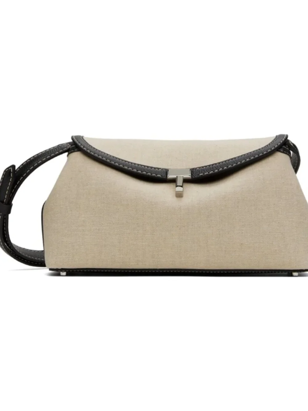 NWT TOTEME T-Lock Canvas Clutch Ecru Black Crossbody